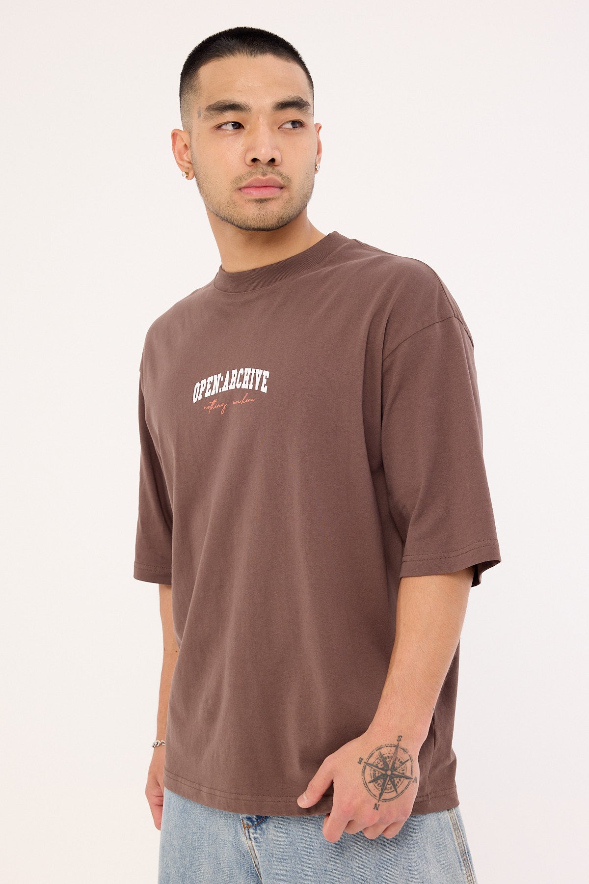 Open Archive College Organic Boxy Tee Cocoa Brown