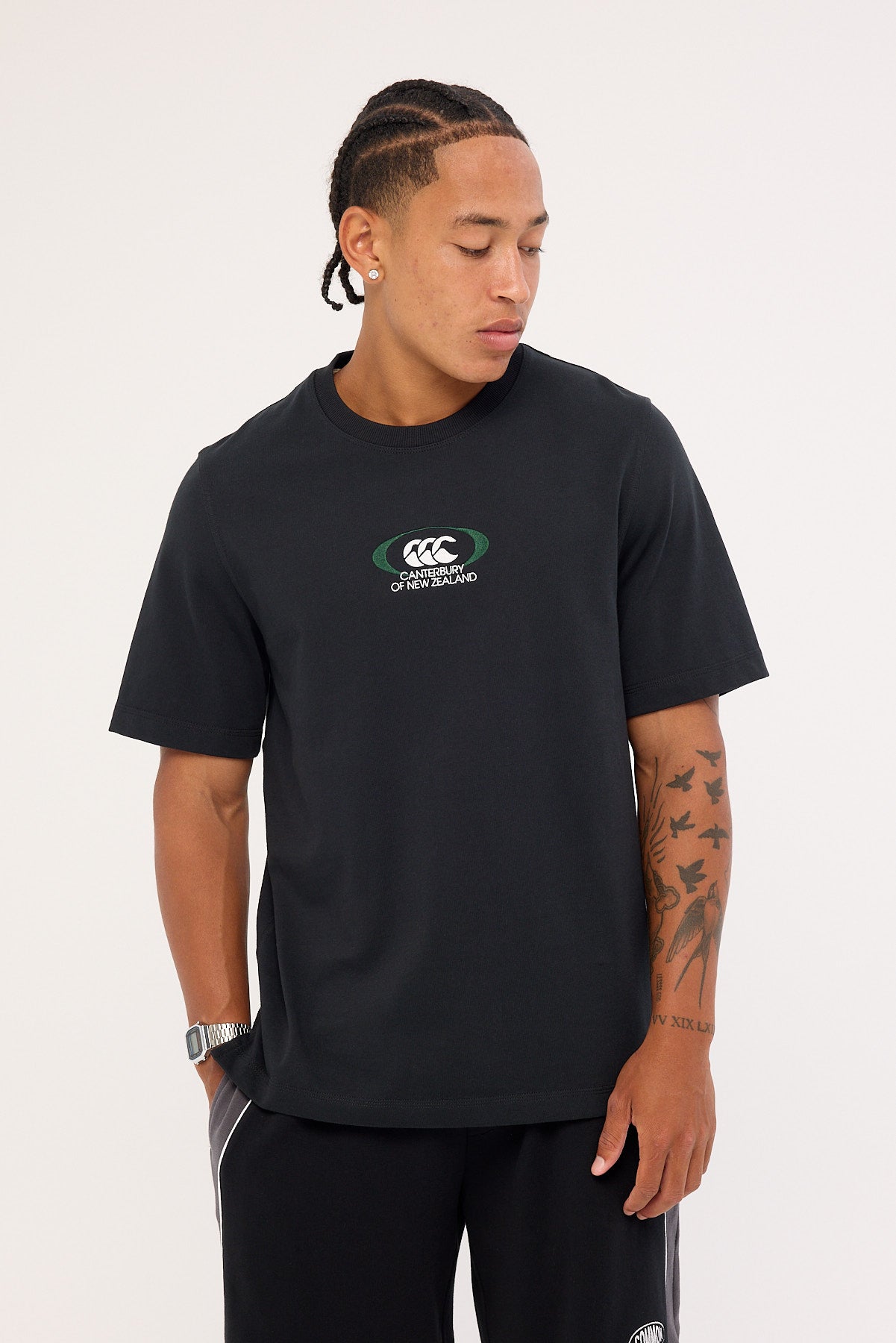 Canterbury Embroidered Oval Logo Heavyweight Oversized Tee Jet Black