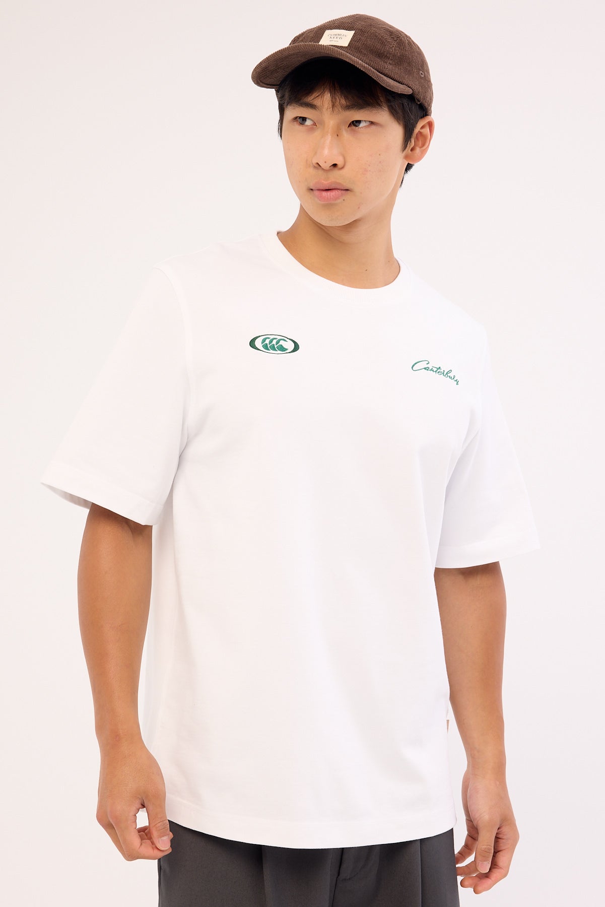 Canterbury Embroidered Double Logo Heavyweight Oversized Tee Bright White