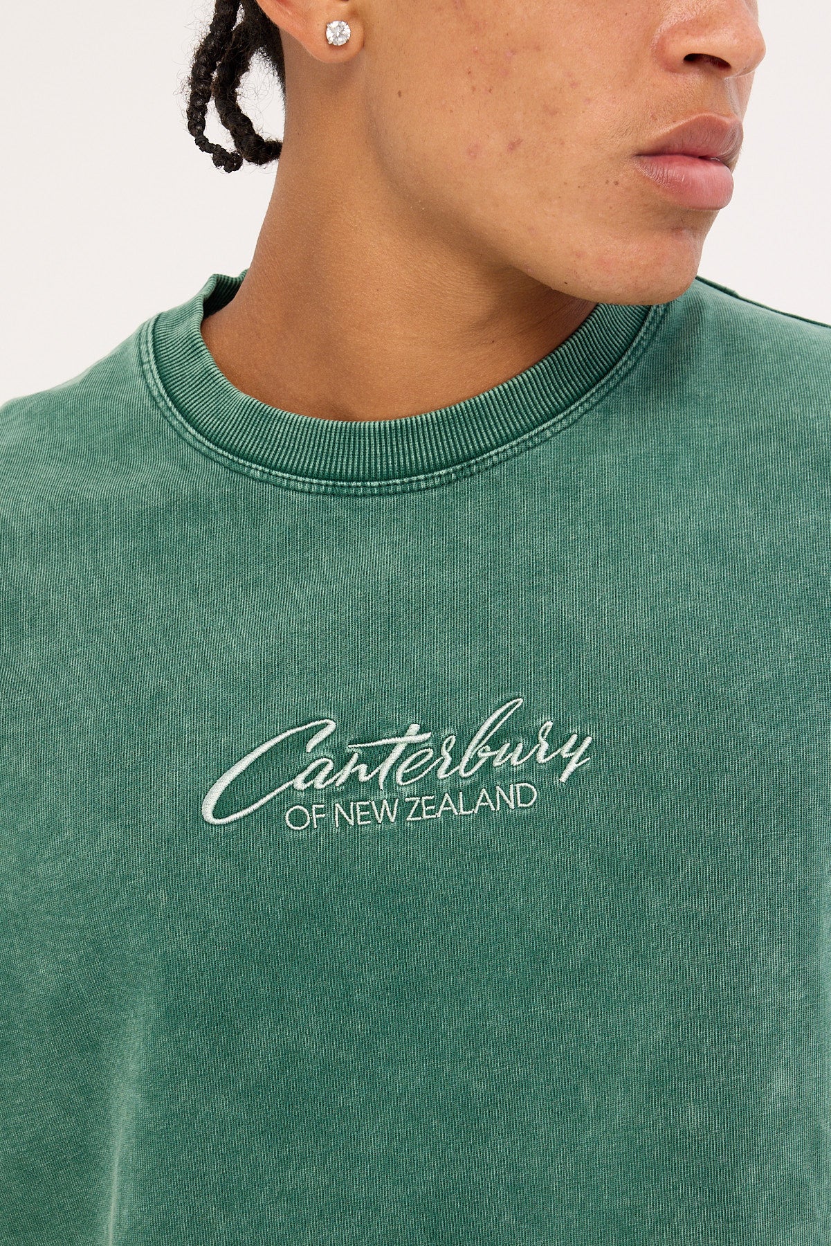 Canterbury Embroidered Heritage Logo Heavyweight Oversized Tee Pine Needle Green