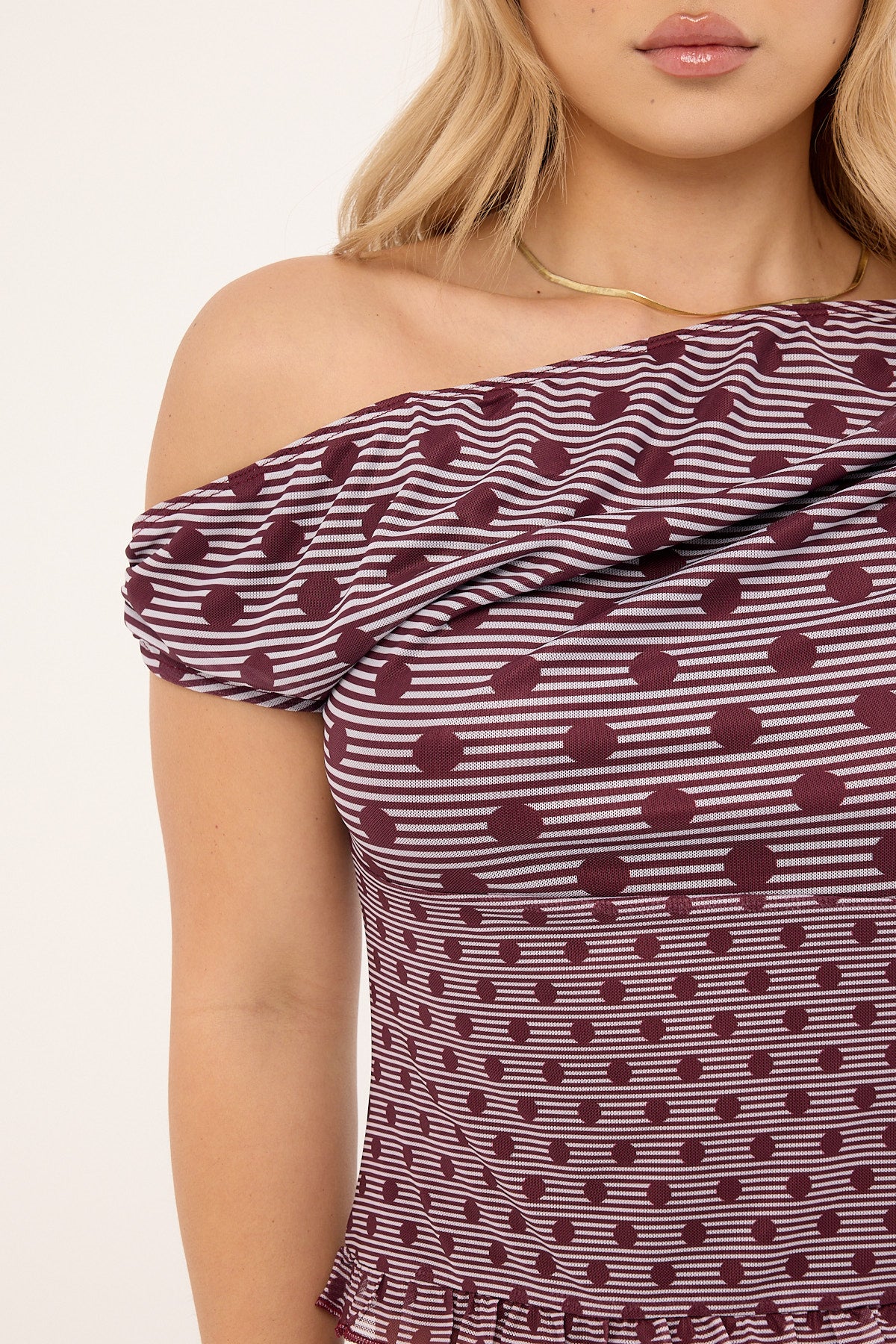 Motel Tarya Top Stripe Polka Plum