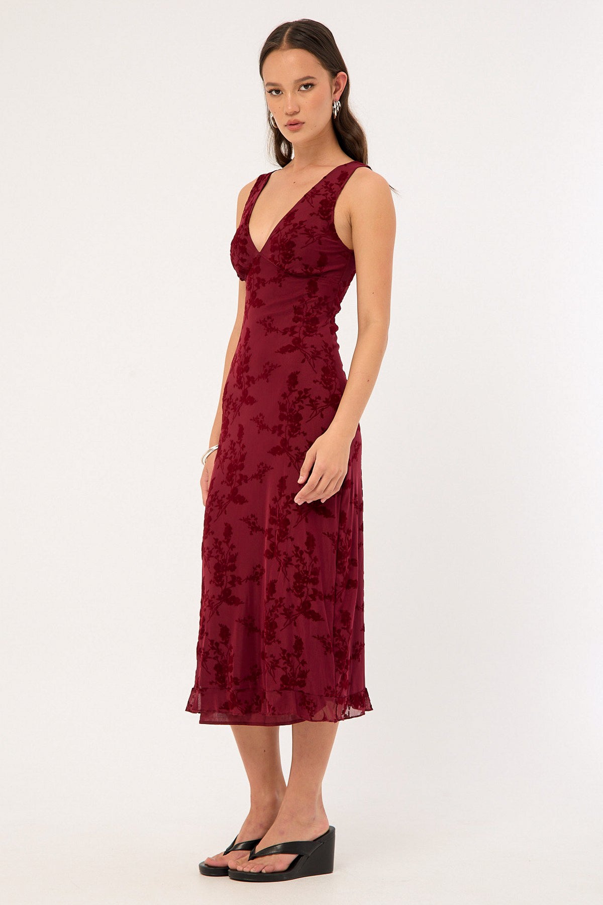 motel burgundy dress Motel Melva Dress