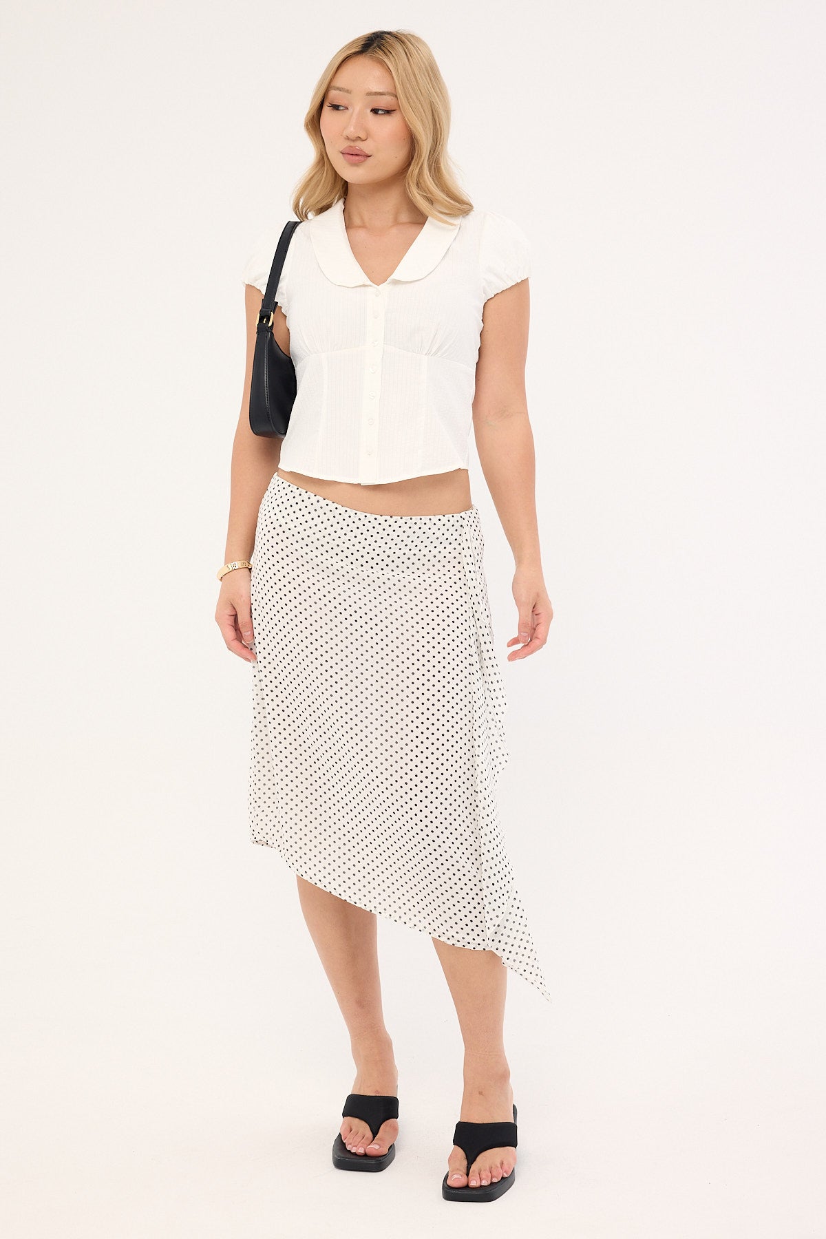 Motel Neza Skirt White Basic Polka Black