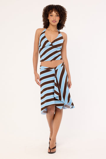 Motel Esmeray Skirt Retro Stripe Blue