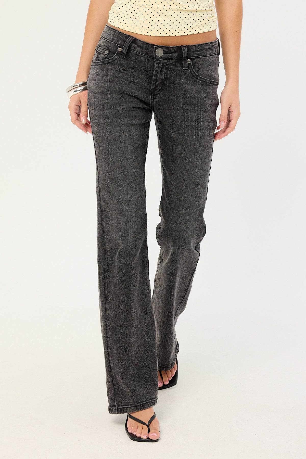 One Teaspoon Alice Low Waist Bootcut Denim Jeans Washed Black