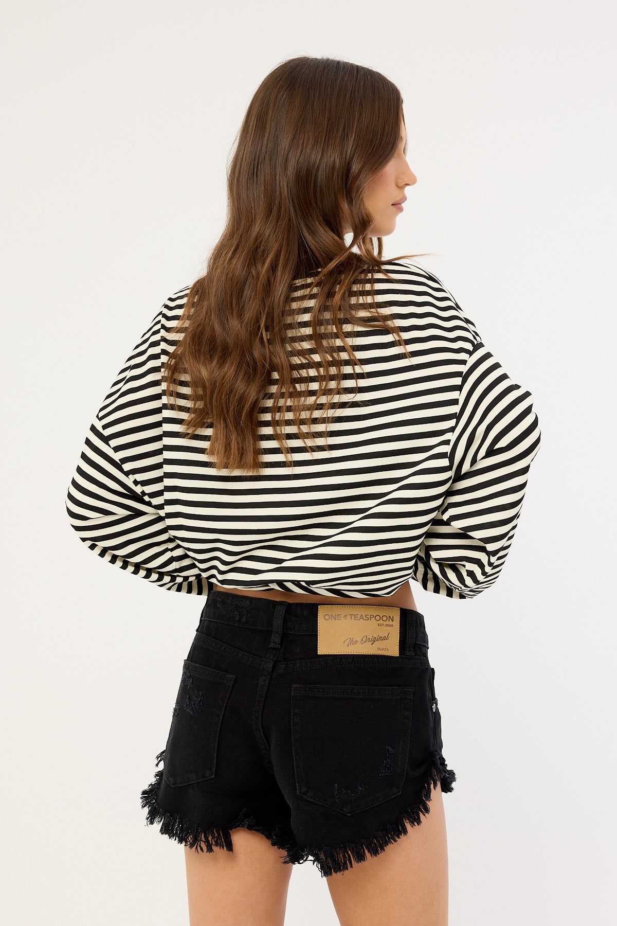 One Teaspoon Dukes Low Waist Mini Denim Shorts Double Black