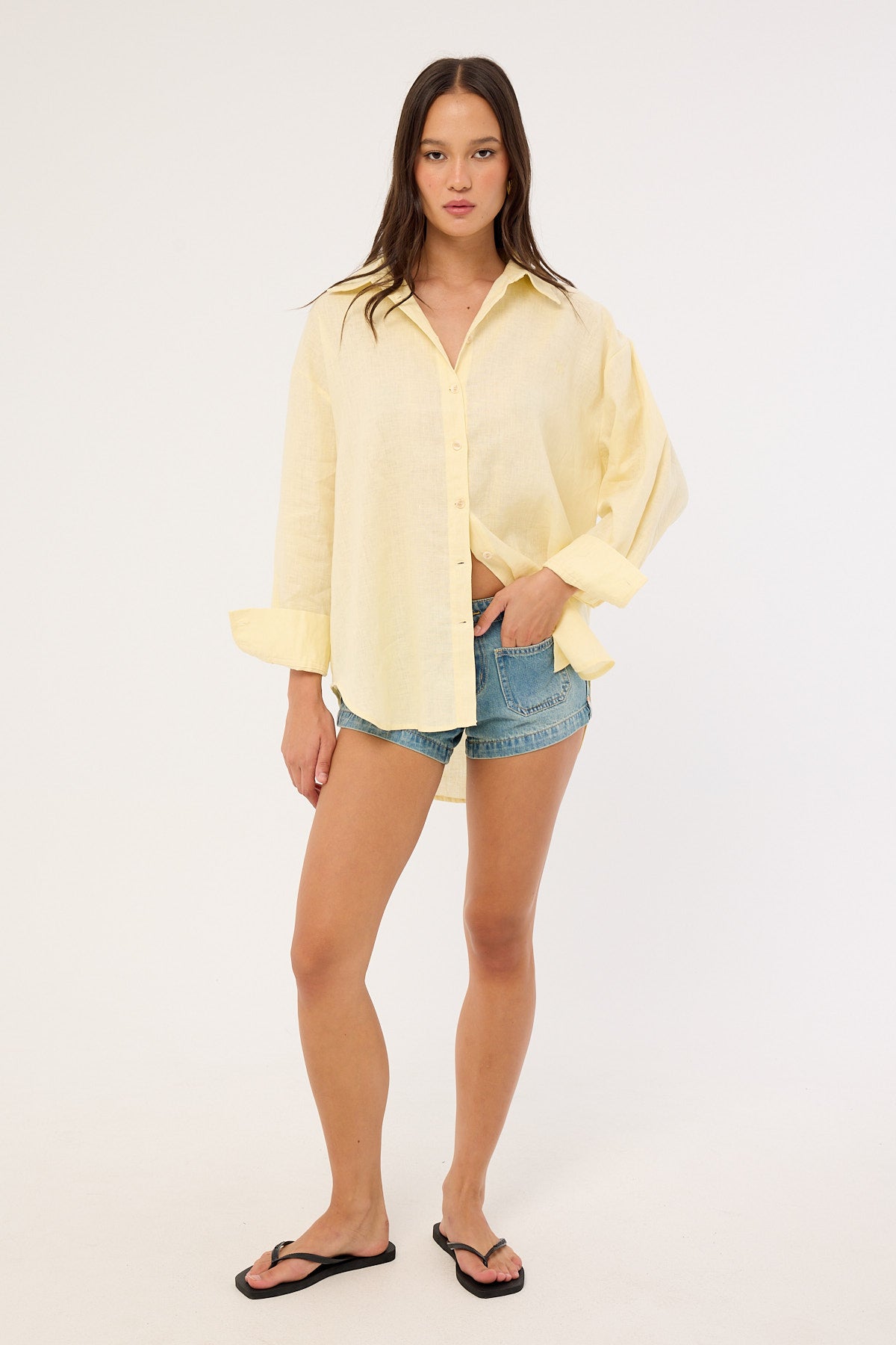 Perfect Stranger Etta Linen Long Sleeve Shirt Butter