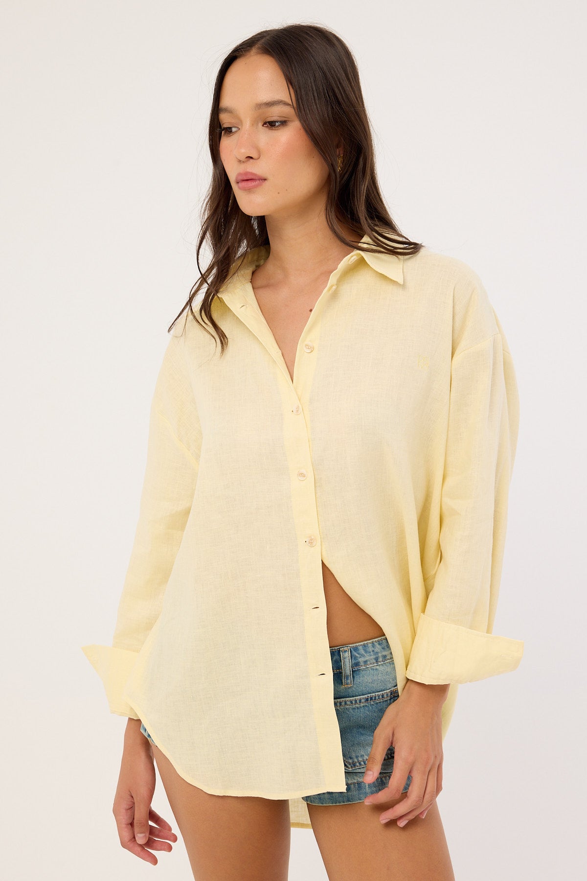 Perfect Stranger Etta Linen Long Sleeve Shirt Butter