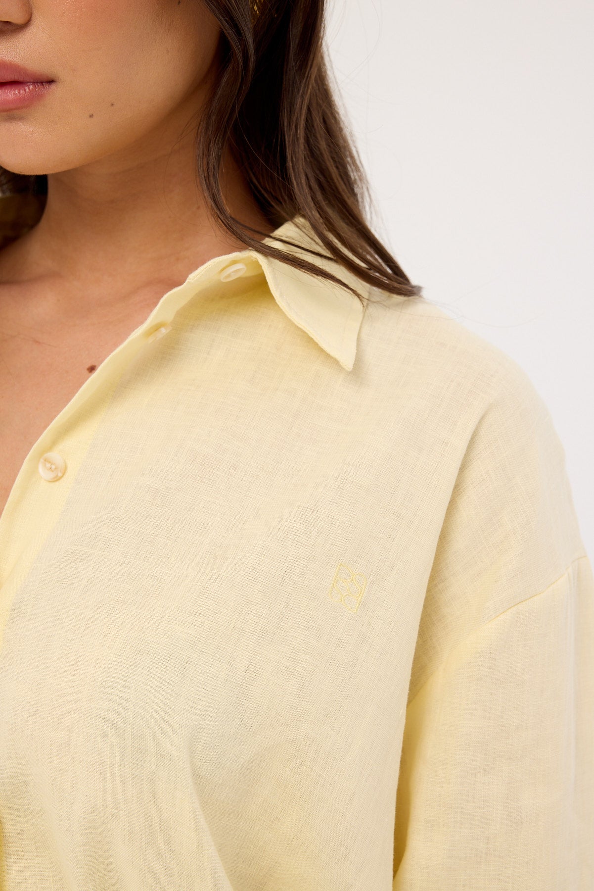 Perfect Stranger Etta Linen Long Sleeve Shirt Butter