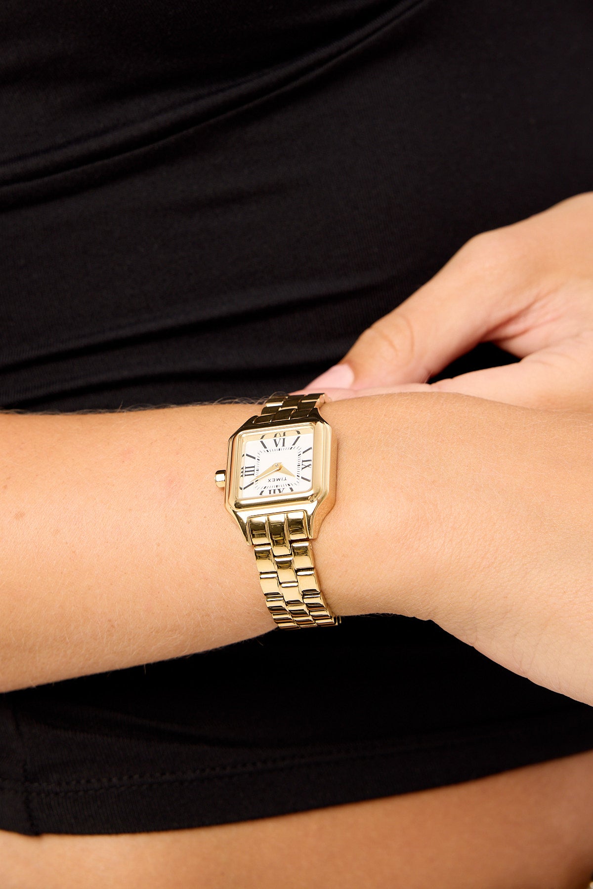 Timex Originals Legacy Addison Square White Dial Gold Tone Case &amp; B Gold