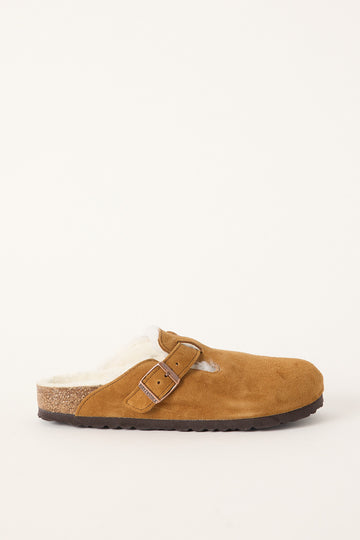 Birkenstock Womens Boston Shearling Suede Leather/shearling Narrow Mink