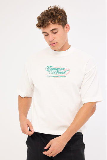 Common Need Flashpoint Cropped Heavyweight Easy Tee Cloud White