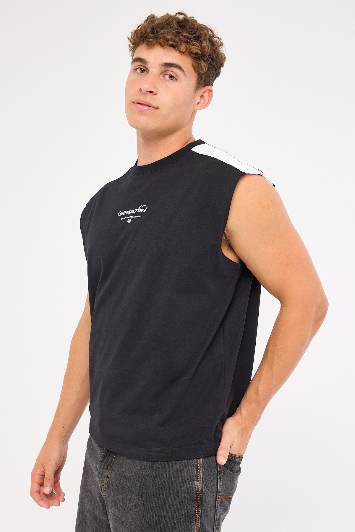 Common Need Blockade Muscle Tank Black/White