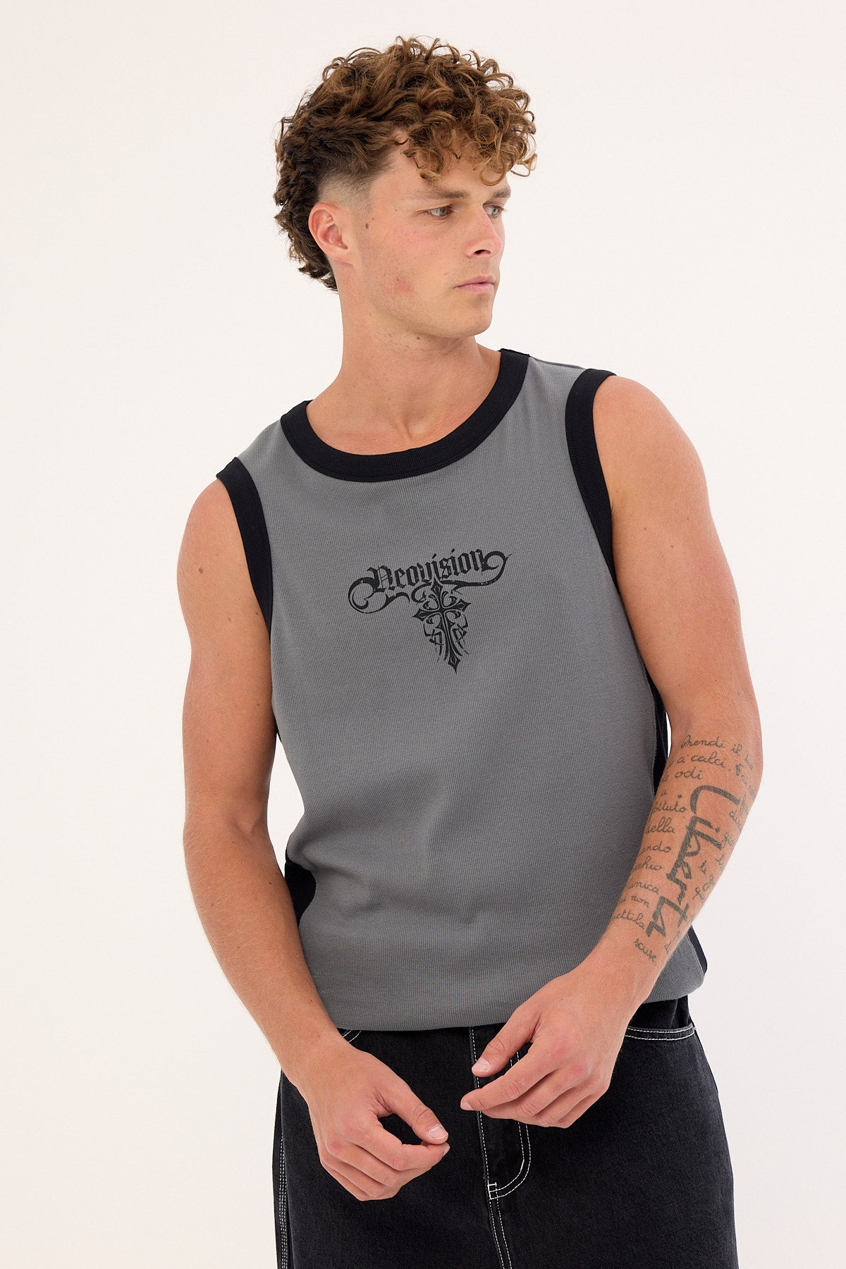 Neovision Tusk Panelled Bound High Neck Tank Dark Grey