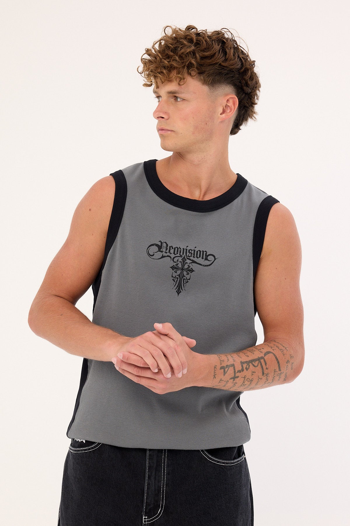 Neovision Tusk Panelled Bound High Neck Tank Dark Grey