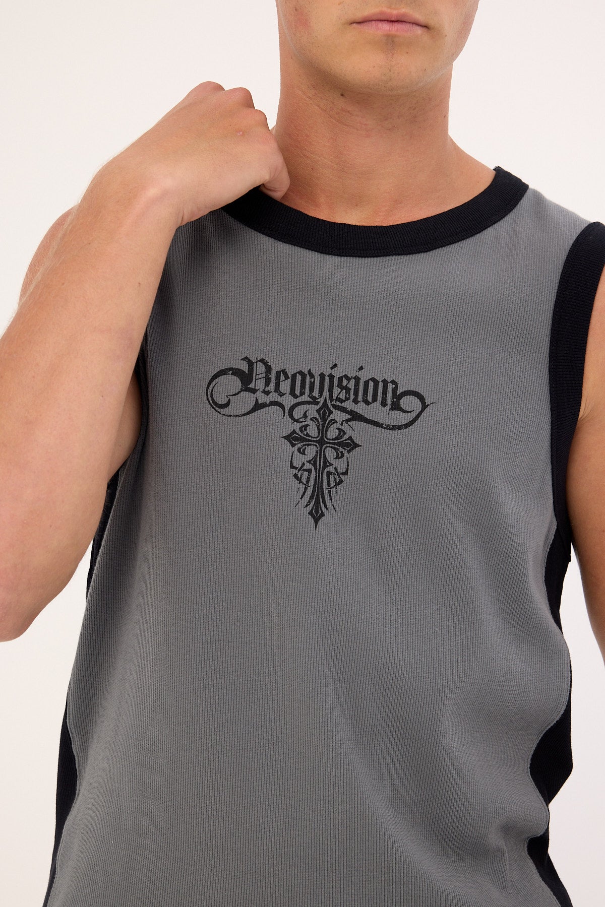 Neovision Tusk Panelled Bound High Neck Tank Dark Grey
