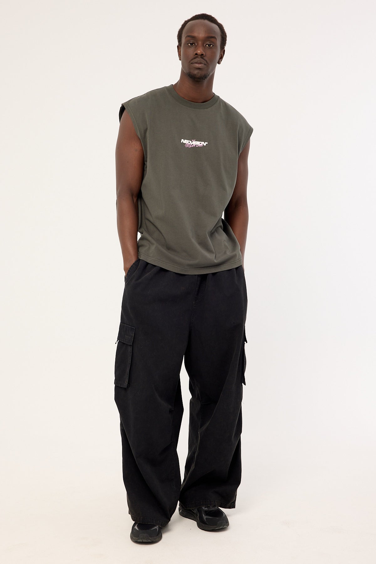 Neovision Mural Muscle Tank Dark Khaki