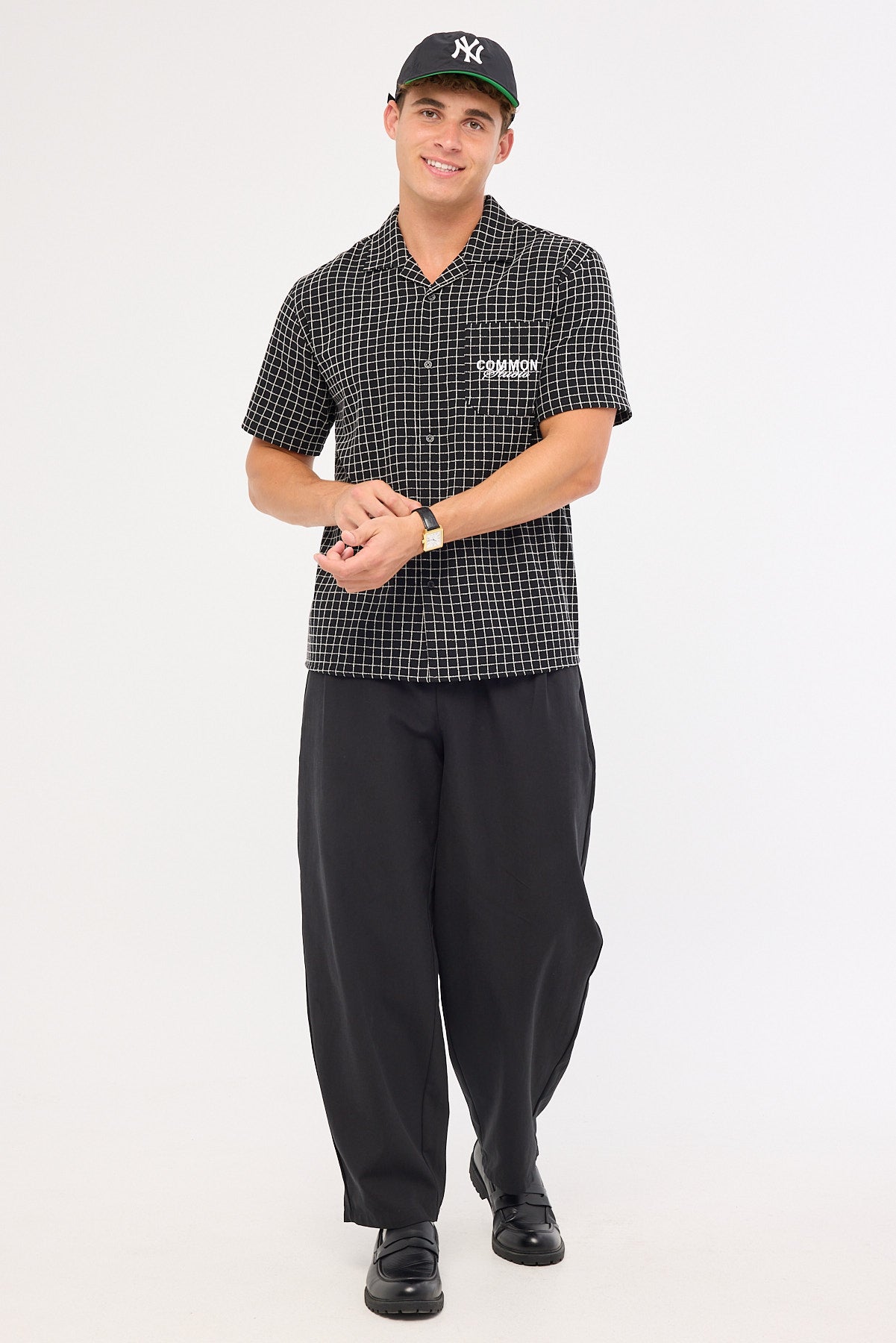 Common Need Lineup Resort Shirt Black Check