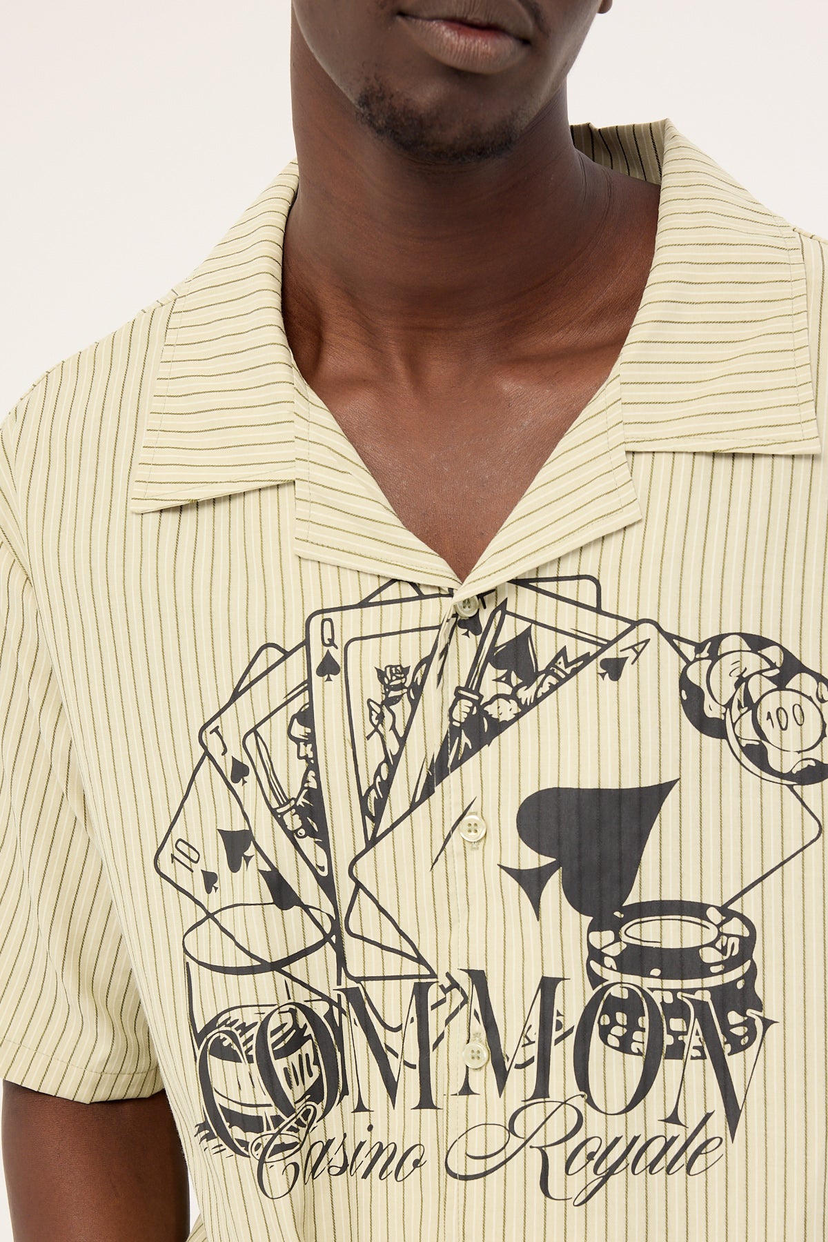 Common Need Royale Boxy Cropped Resort Shirt Sage Stripe