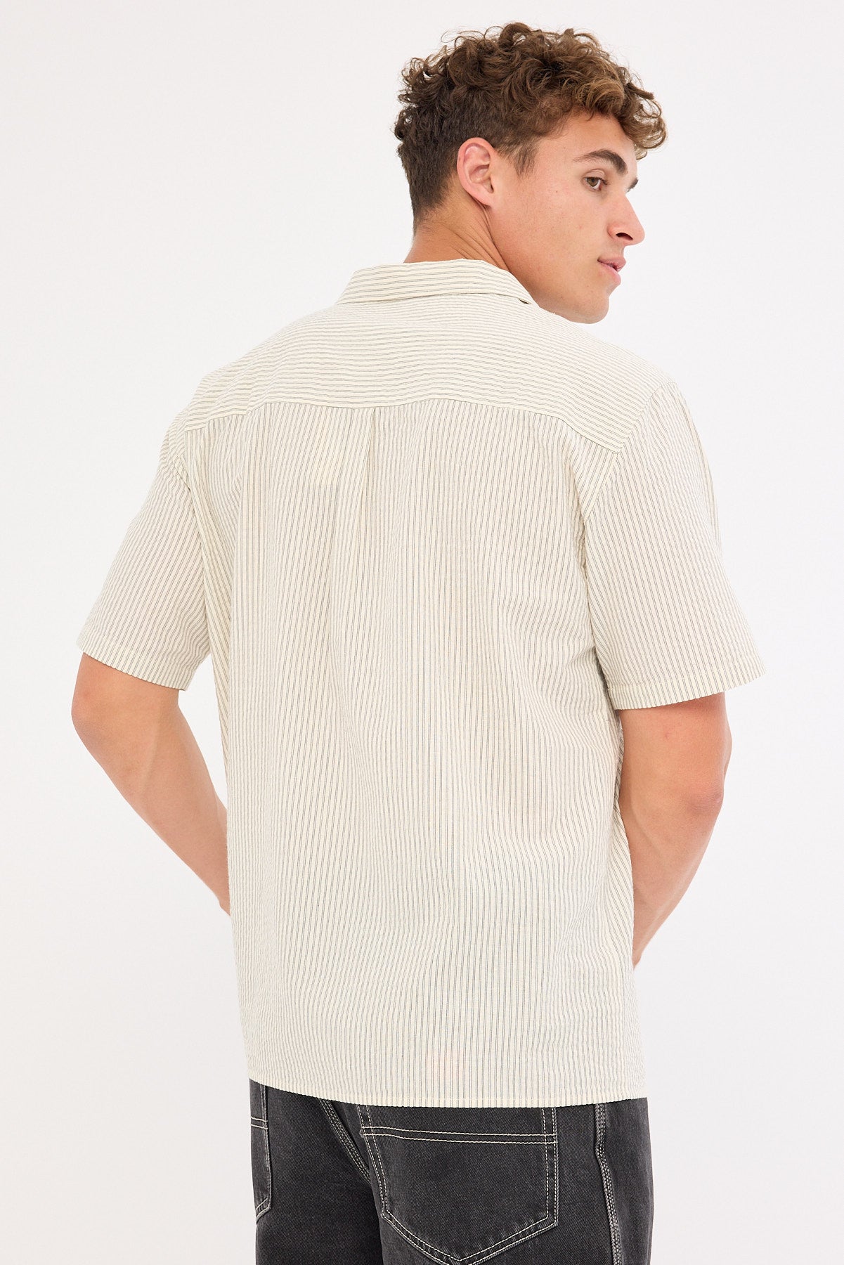 Common Need Myles Resort Shirt Off White/ Black Stripe