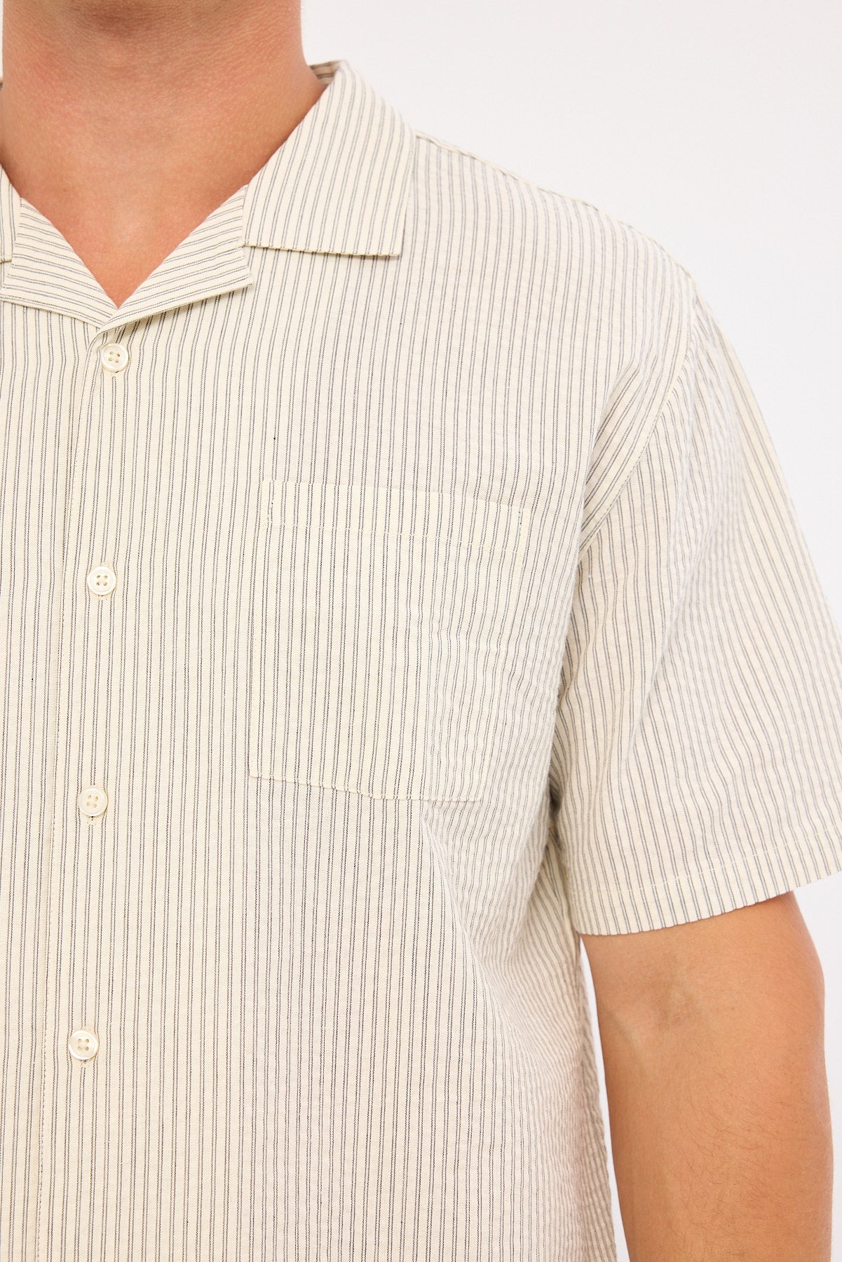 Common Need Myles Resort Shirt Off White/ Black Stripe