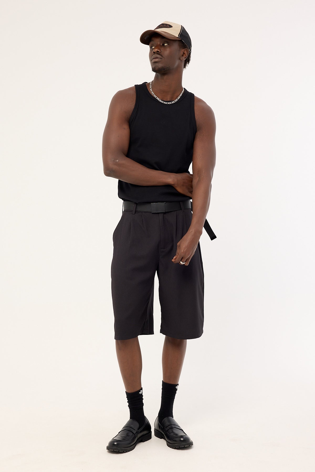 Neovision Razed Tailored Short Black Pinstripe