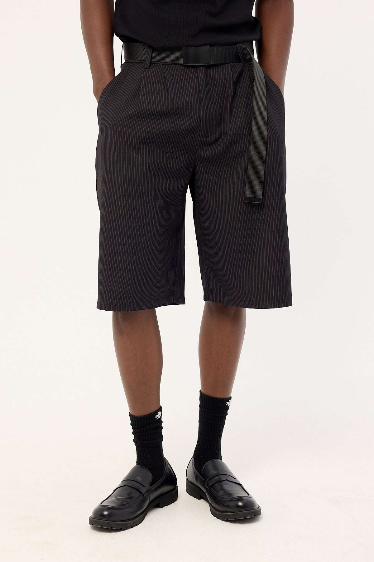 Neovision Razed Tailored Short Black Pinstripe