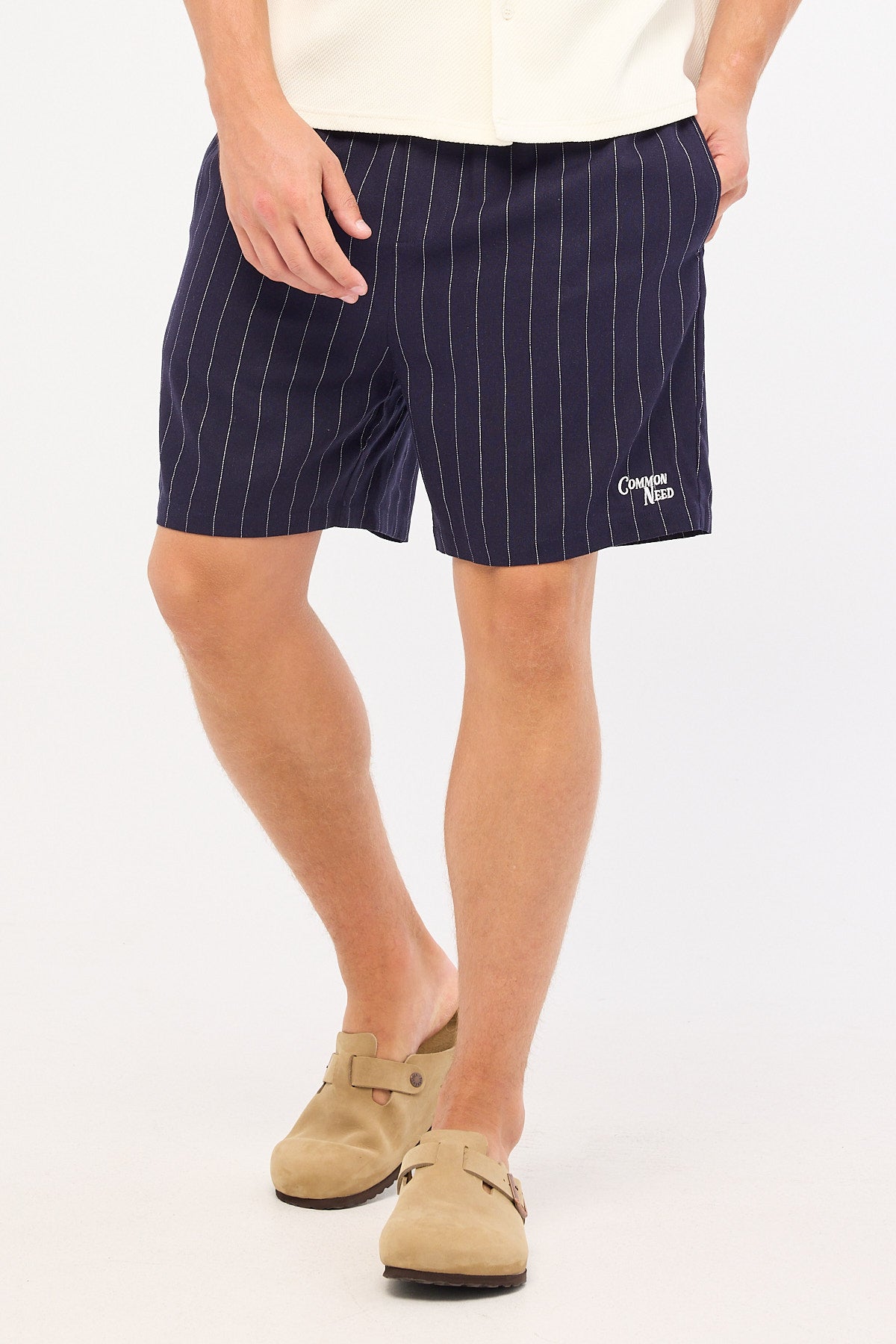 Common Need Santorini Elastic Waist Short Navy Stripe