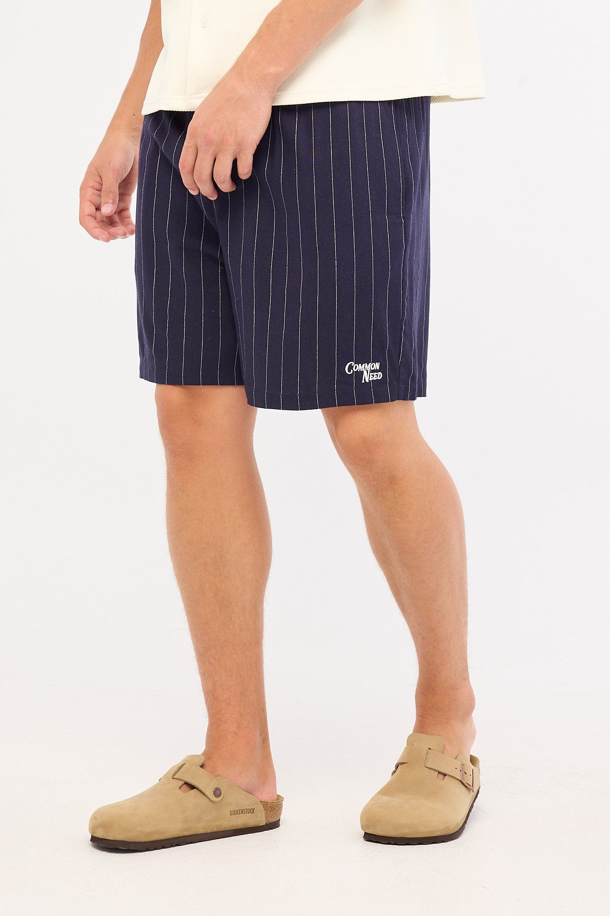 Common Need Santorini Elastic Waist Short Navy Stripe