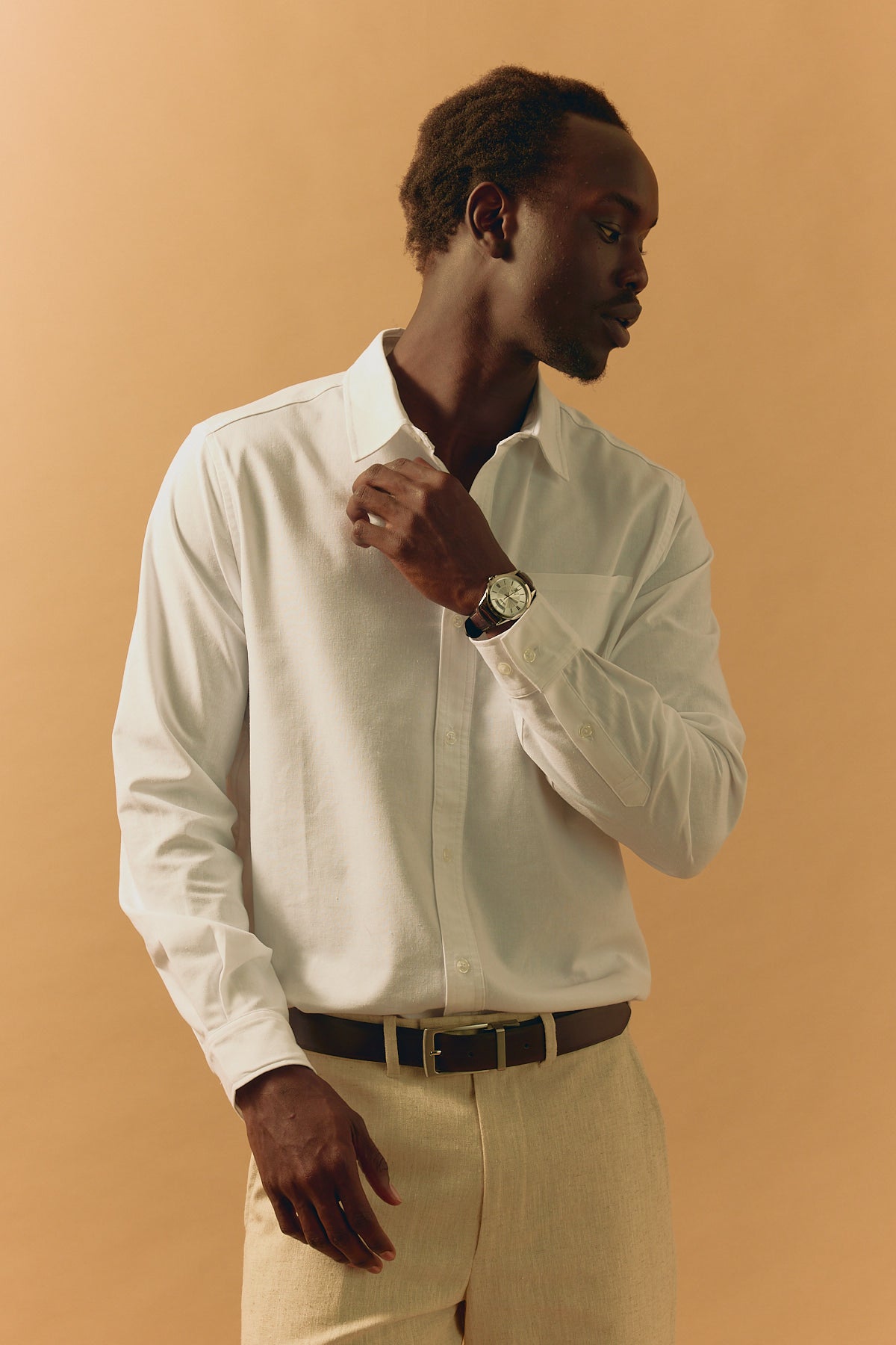Common Need Classic Linen Long Sleeve Shirt White