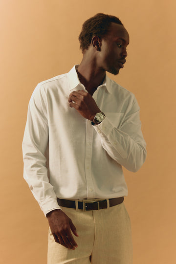 Common Need Classic Linen Long Sleeve Shirt White
