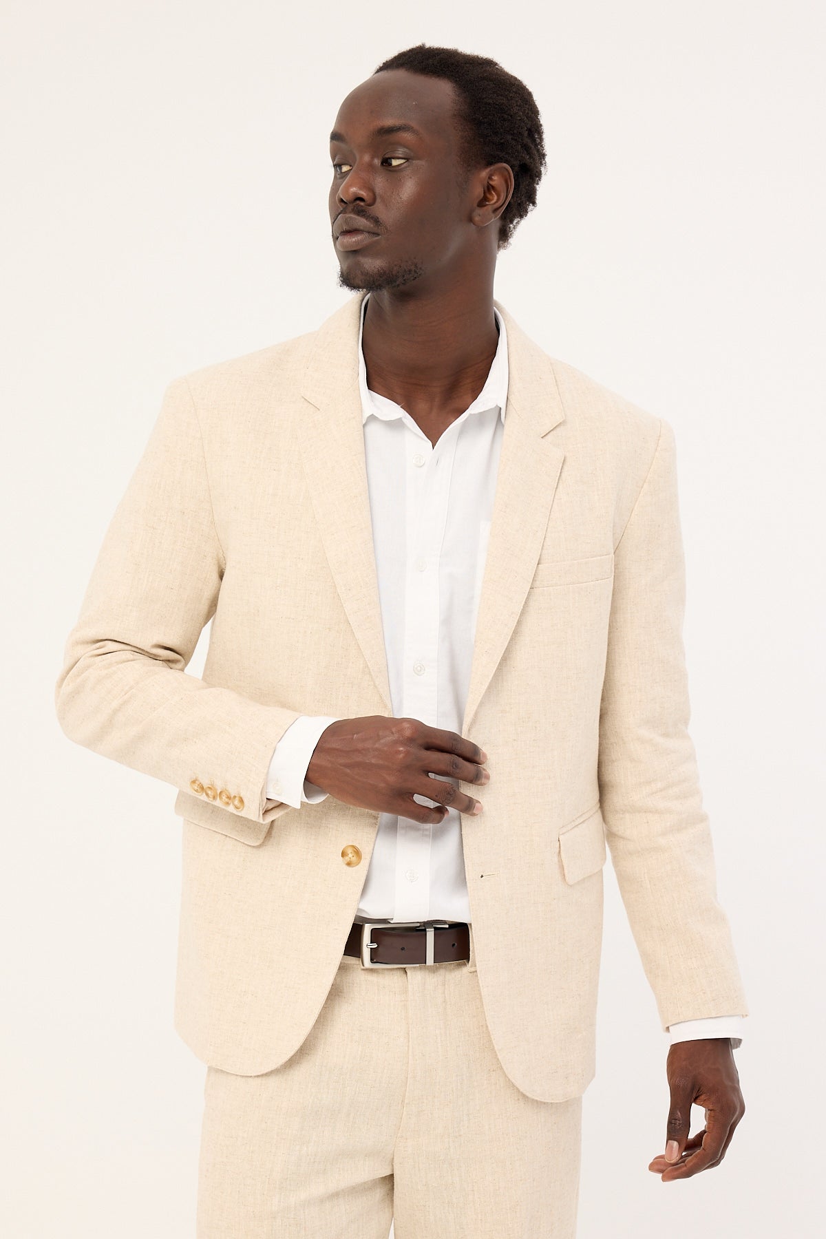 Common Need Classic Linen Long Sleeve Shirt White