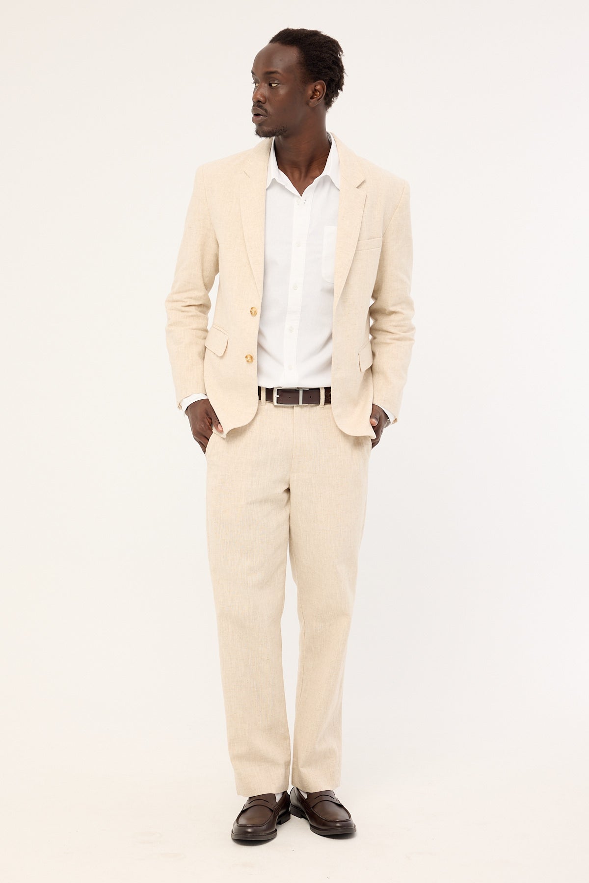 Common Need Oliver Classic Linen Blazer Natural