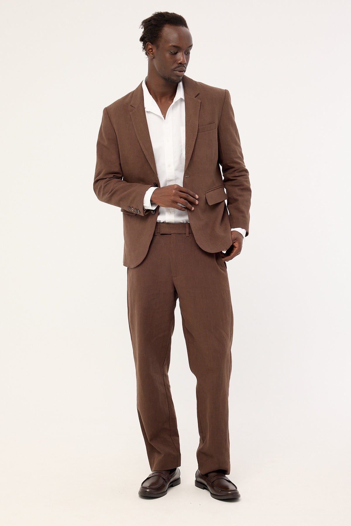 Common Need Oliver Classic Linen Blazer Brown