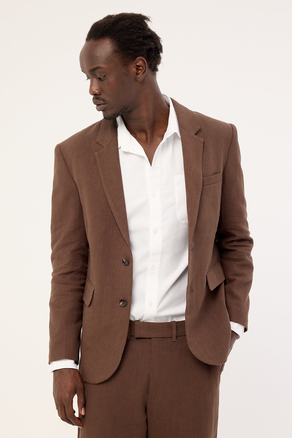 Common Need Oliver Classic Linen Blazer Brown