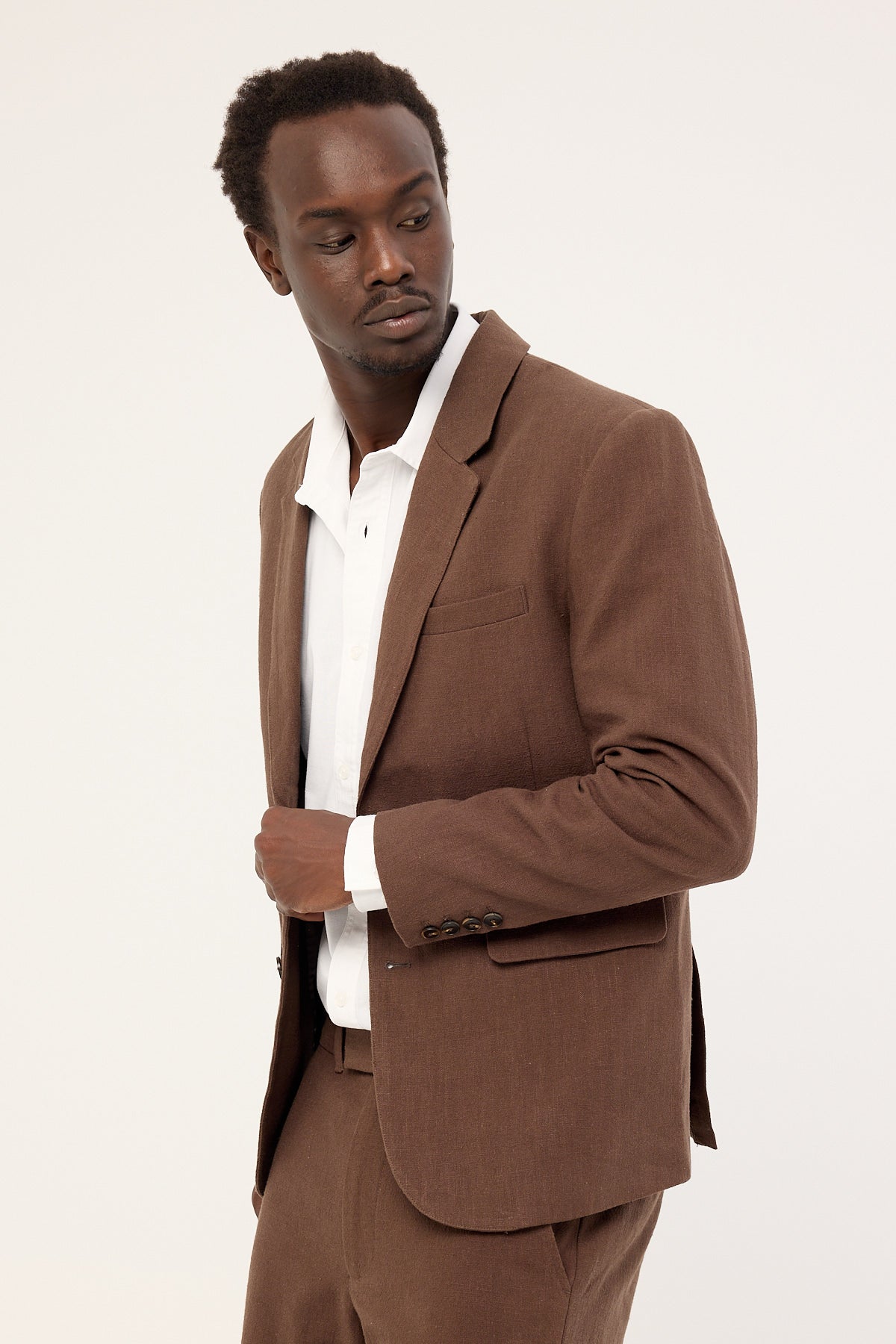 Common Need Oliver Classic Linen Blazer Brown