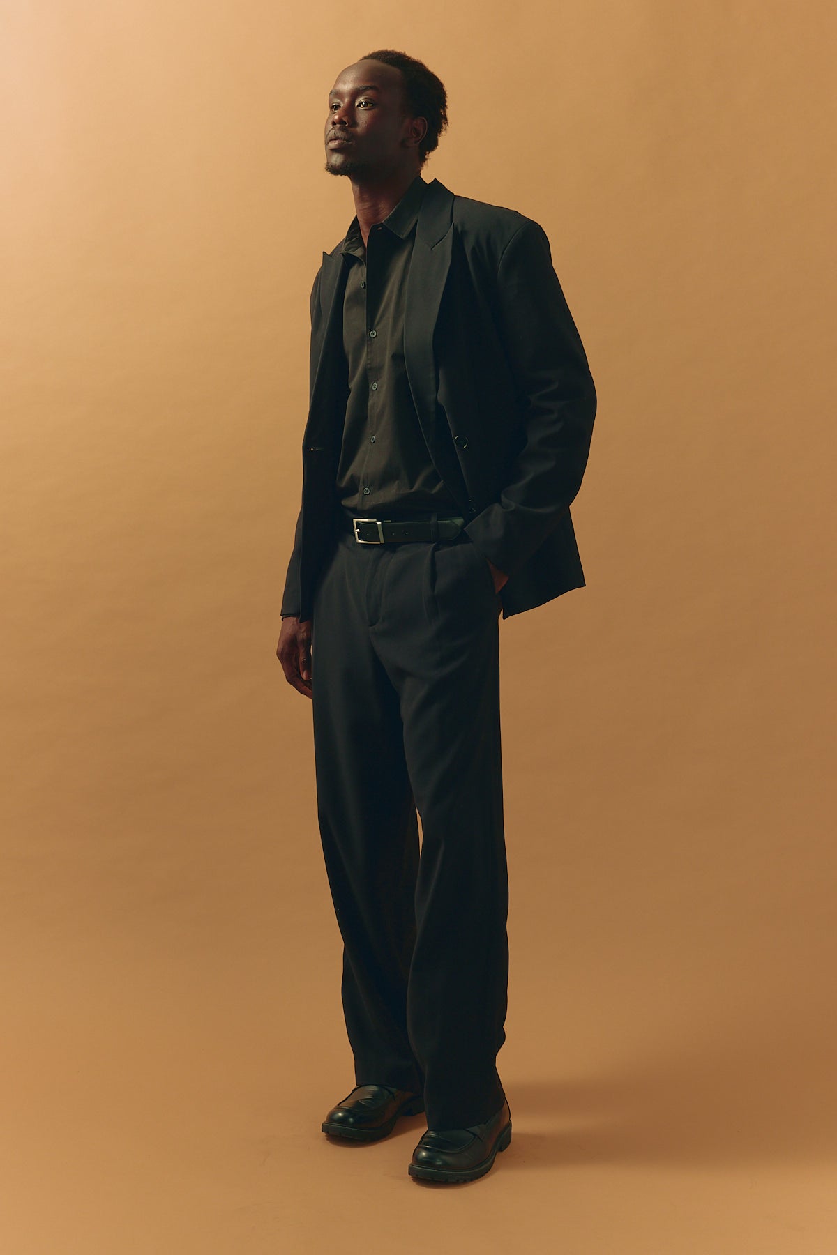 Common Need Leo Double Breasted Relaxed Blazer Black