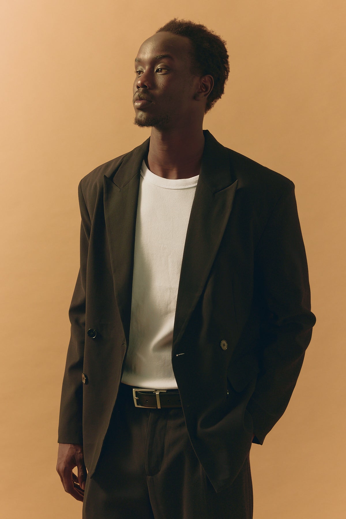 Common Need Leo Double Breasted Relaxed Blazer Black