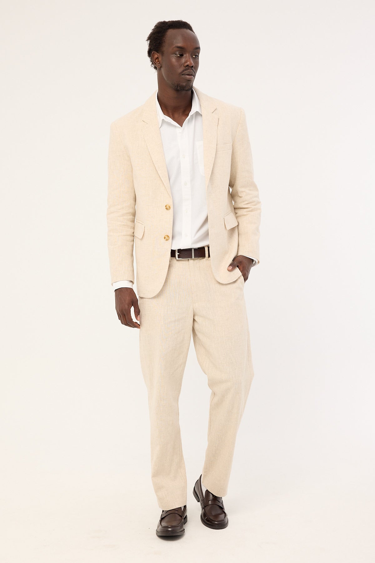 Common Need Oliver Classic Linen Tailored Trouser Natural