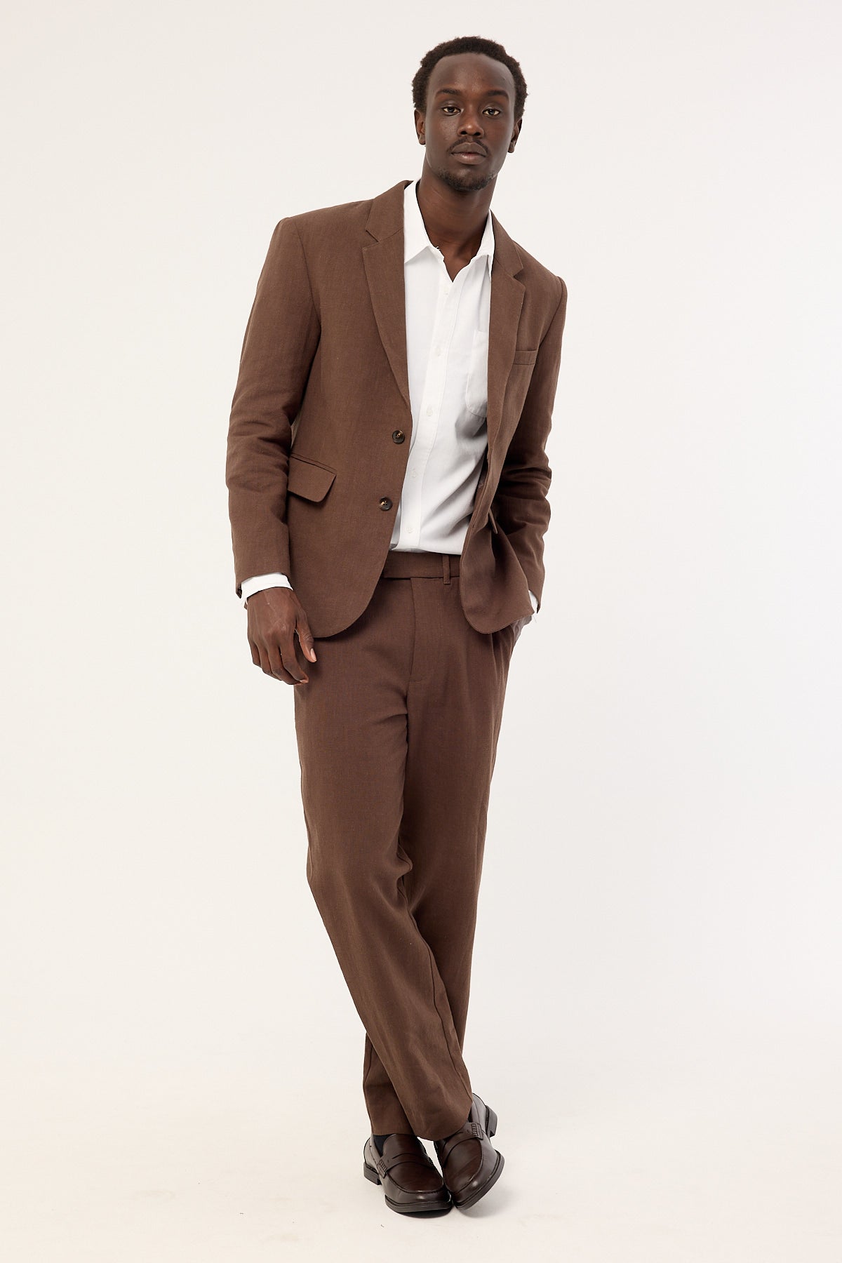 Common Need Oliver Classic Linen Tailored Trouser Brown