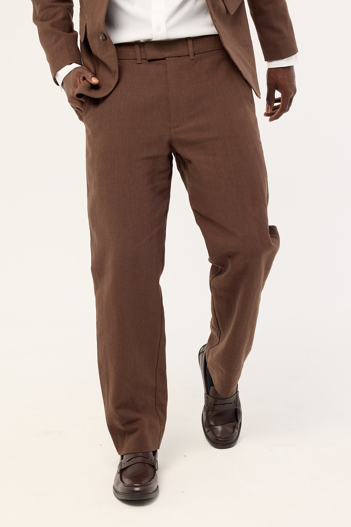 Common Need Oliver Classic Linen Tailored Trouser Brown