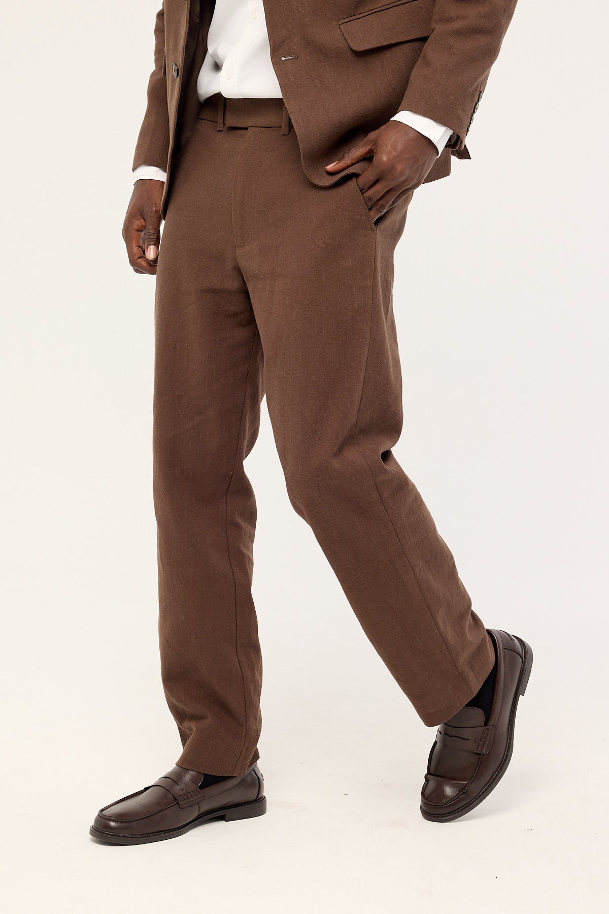 Common Need Oliver Classic Linen Tailored Trouser Brown