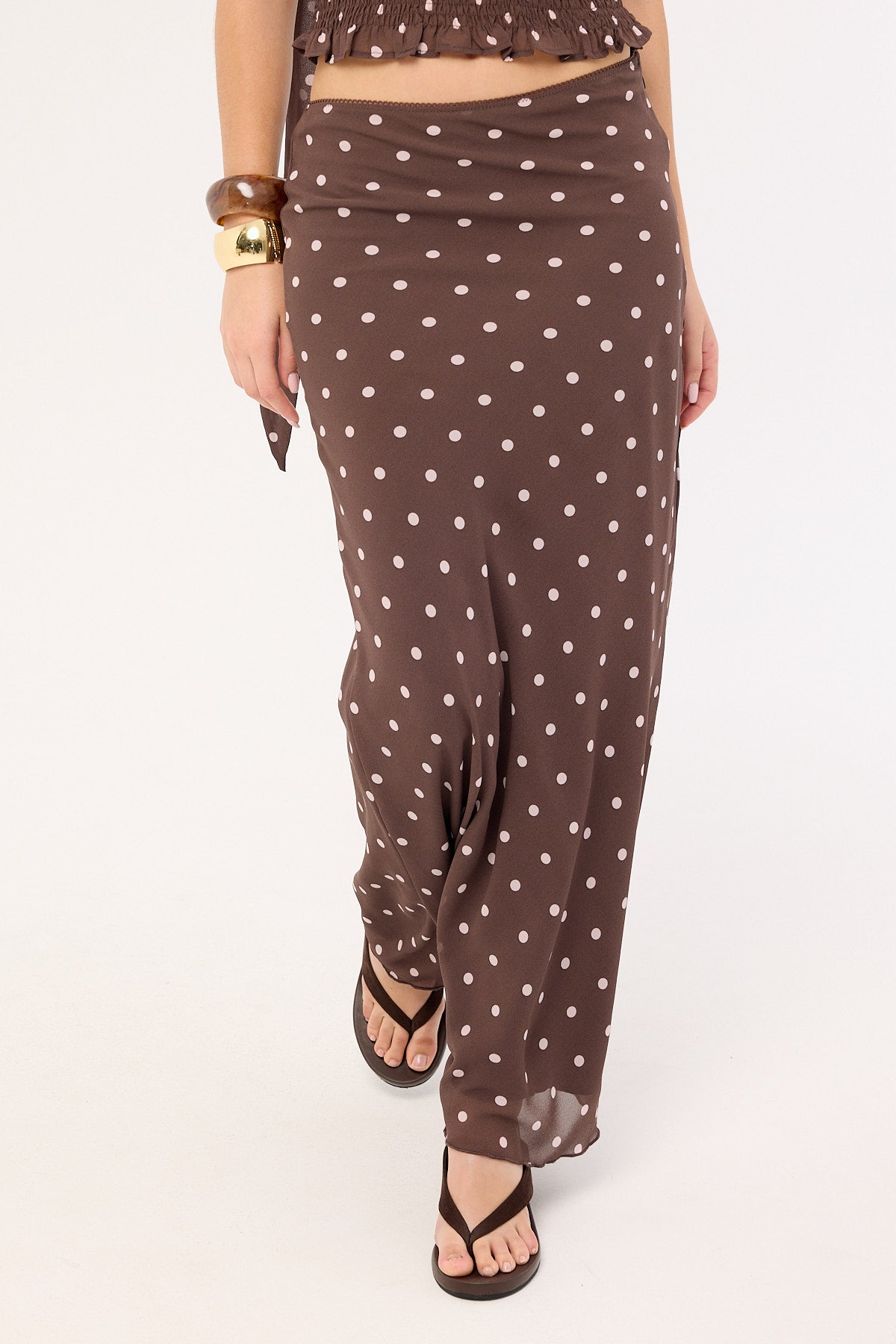 Perfect Stranger Polka Wish Maxi Skirt Brown