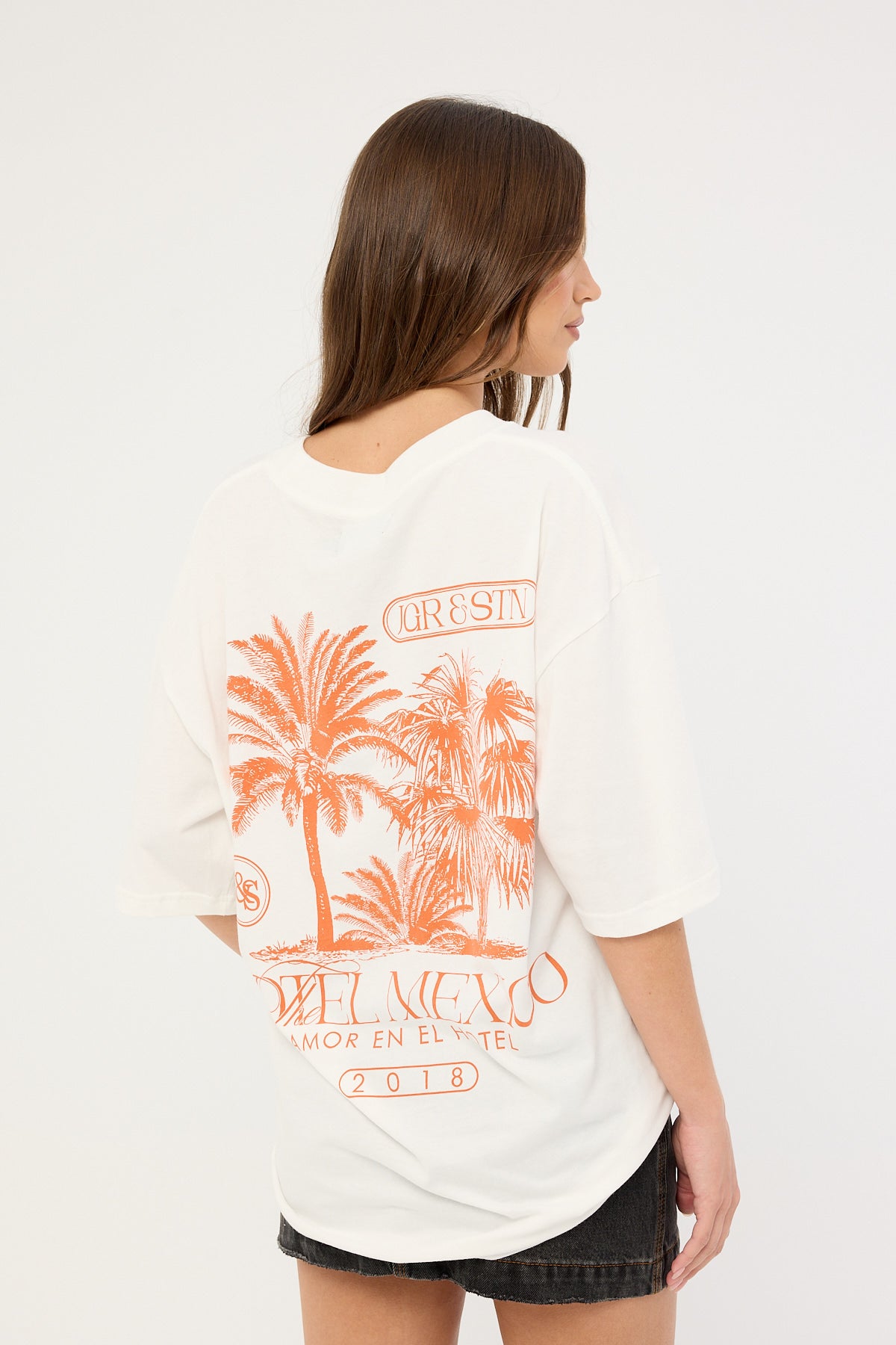 Jgr & Stn Hotel Mexico Oversized T-Shirt White