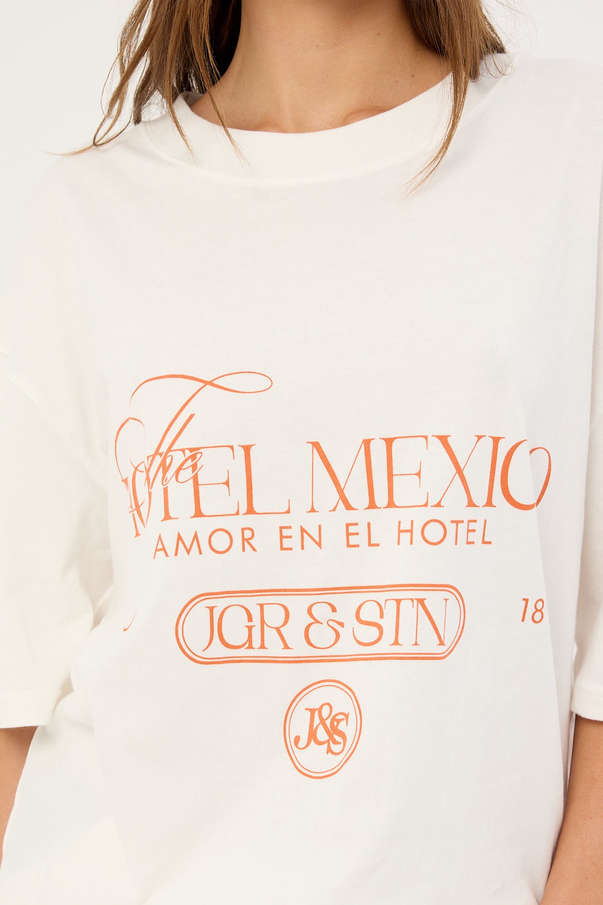 Jgr & Stn Hotel Mexico Oversized T-Shirt White