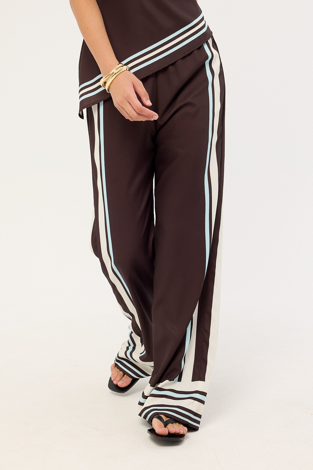 Perfect Stranger Sicily Mid Rise Pants Brown Stripe