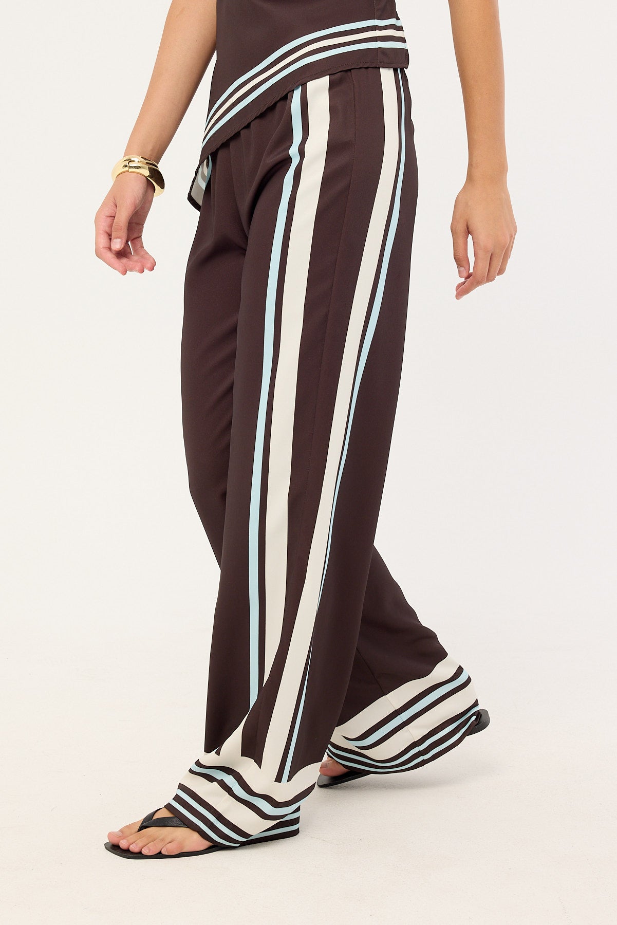 Perfect Stranger Sicily Mid Rise Pants Brown Stripe