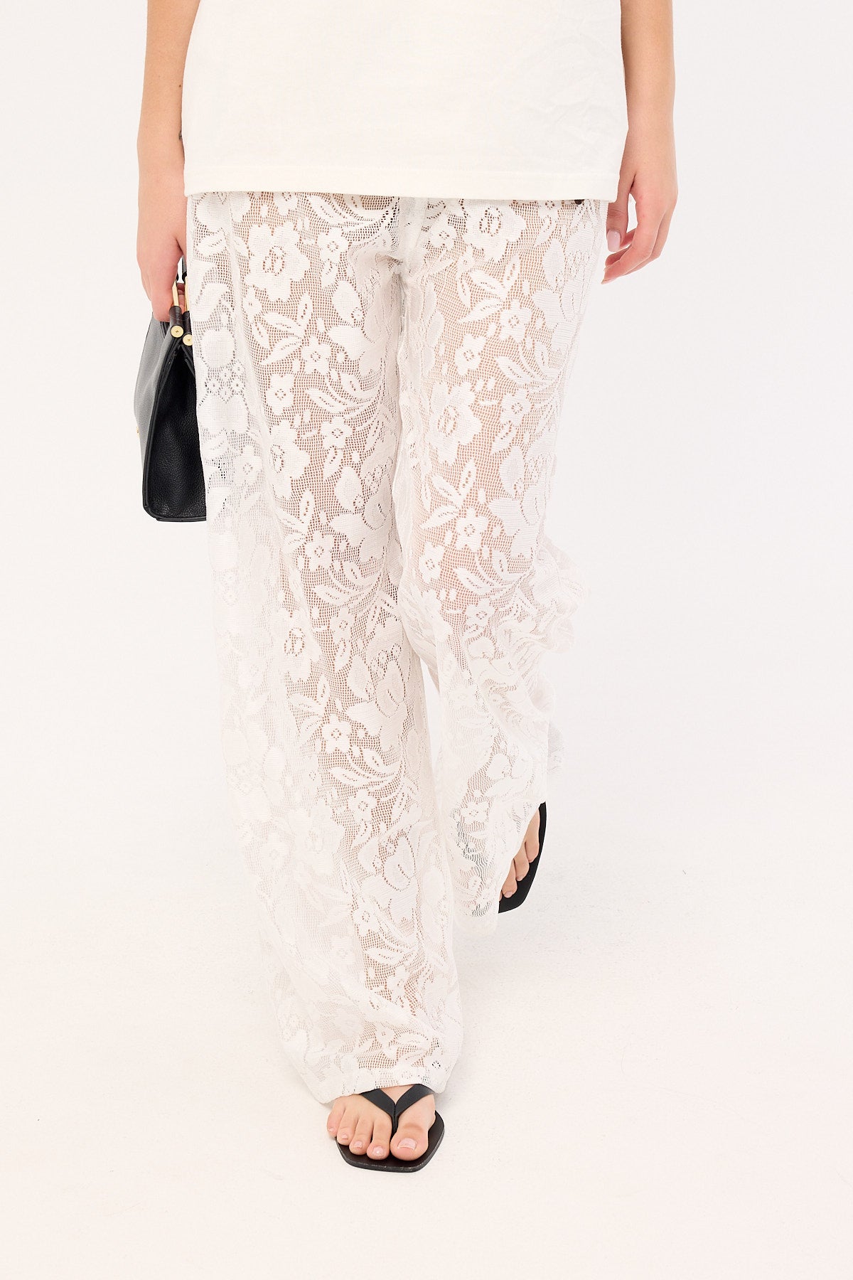 Luck & Trouble Yuri Mid Rise Lace Pant White
