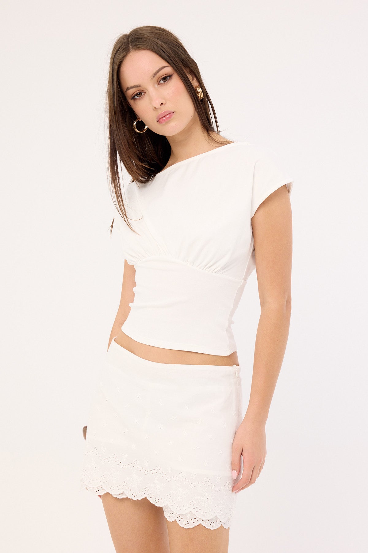 Luck & Trouble Elodie Broderie Skort White