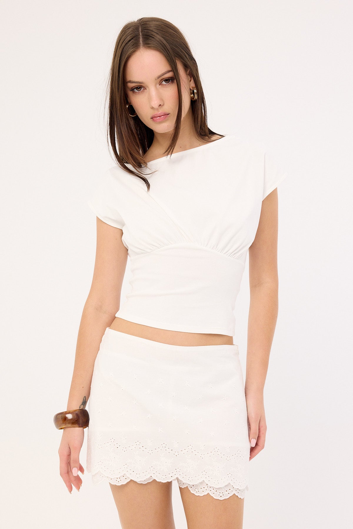 Luck & Trouble Elodie Broderie Skort White